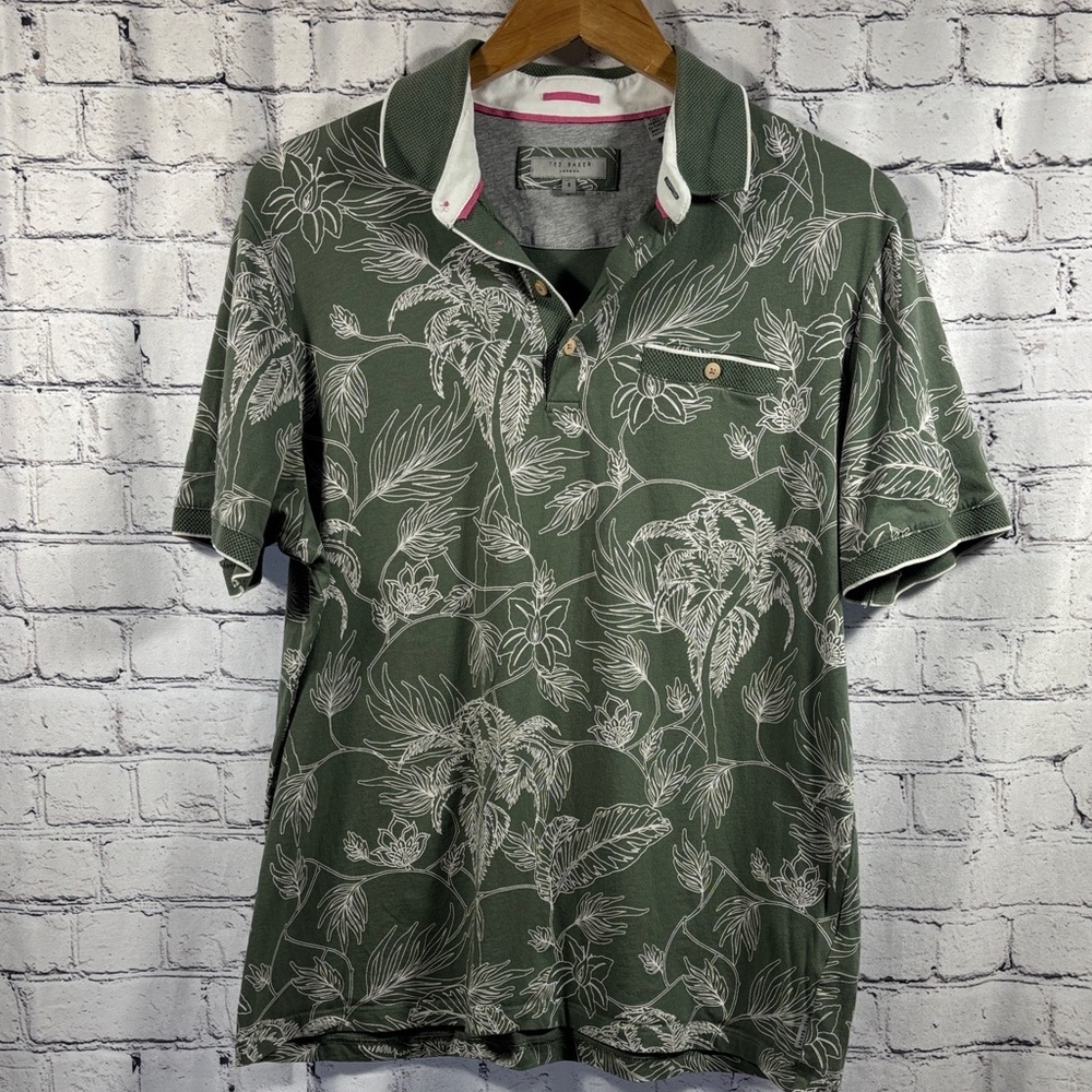 Ted Baker London Green Floral Men's Polo